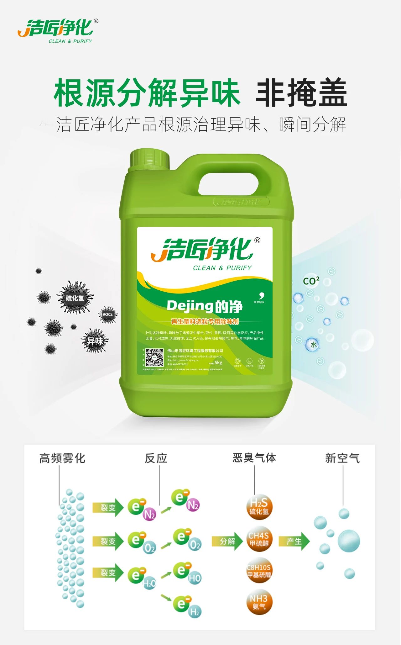 再生塑料造粒生產(chǎn)如何除臭？Dejing的凈除臭劑一站式解決方案！.jpg
